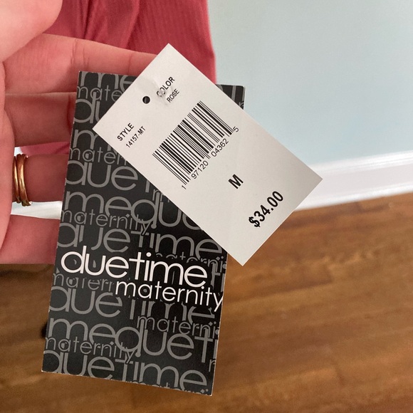 Due Time Maternity Coral Red Long Sleeve Ribbed Wrap Dress Medium - Picture 7 of 7